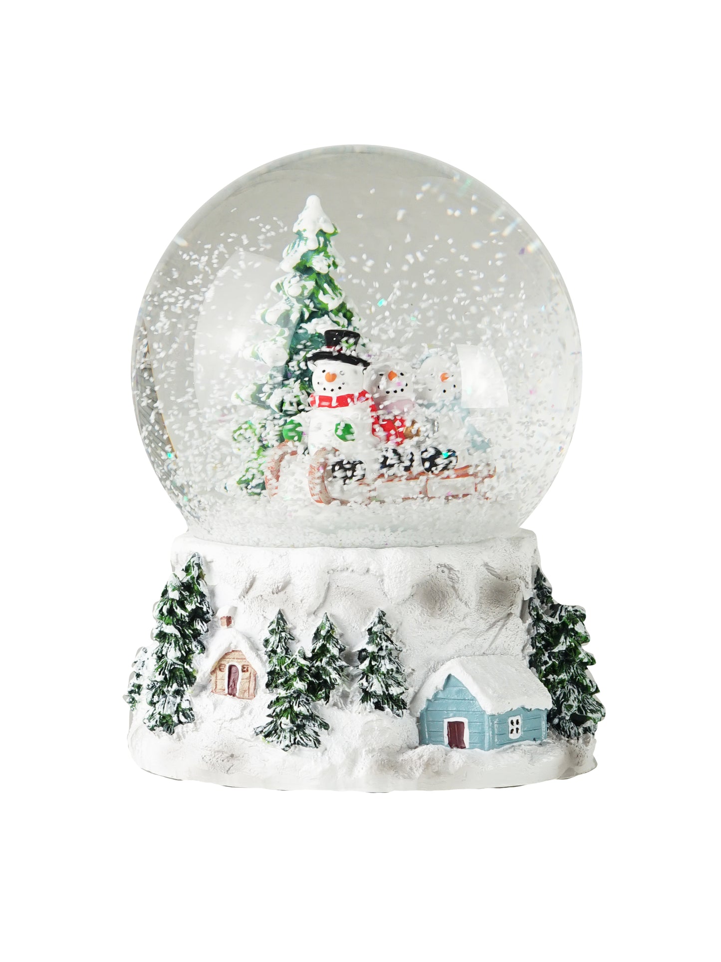 Božićna vodena kugla (Snjegovići na saonicama i bor) 11 x 11 x 15