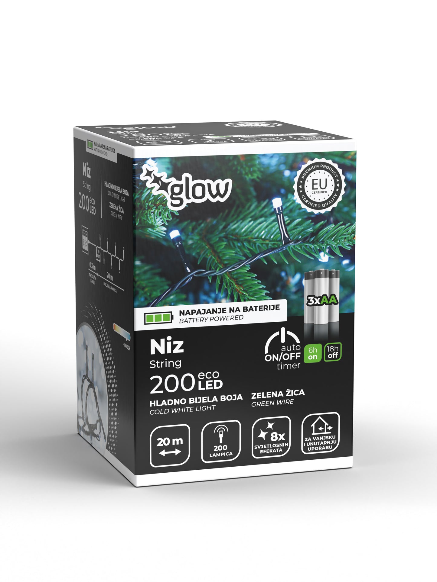 LED Božićne lampice - Boja hladno bijela (na baterije)