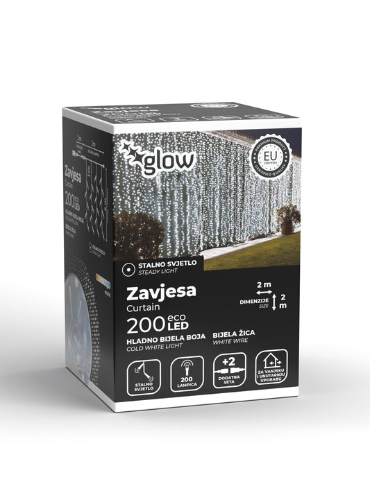 LED Božićne zavjese - Boja hladno bijela (na struju)