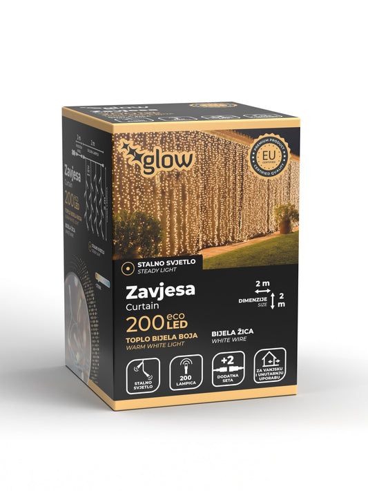 LED Božićne zavjese - Boja toplo bijela (na struju)