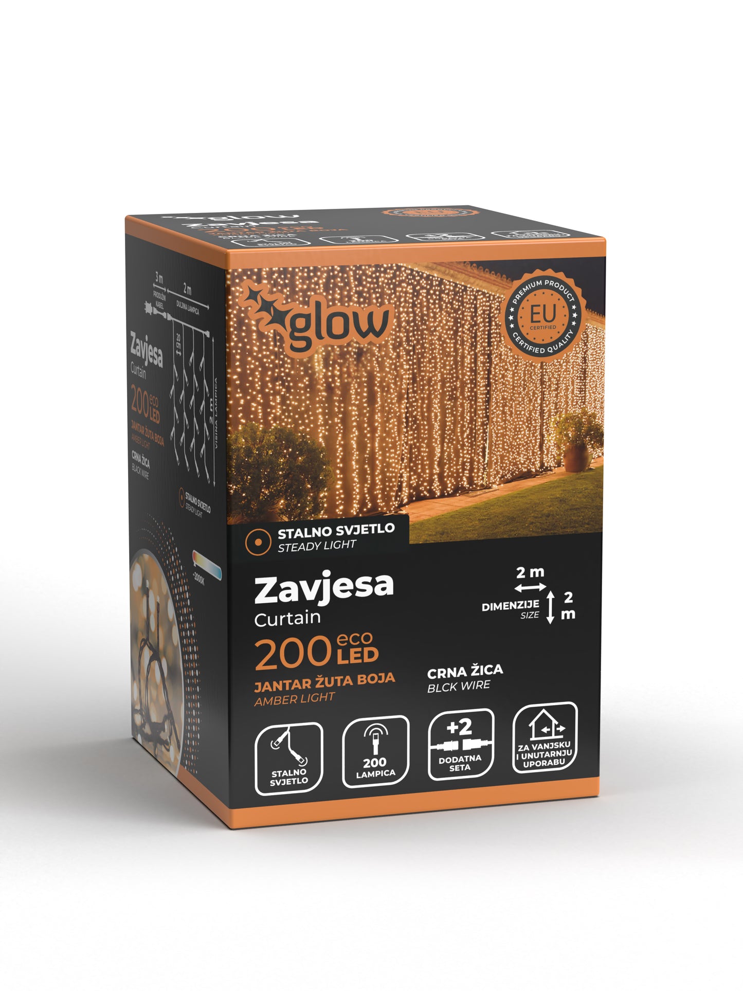 LED Božićne zavjese - Boja bakrena (na struju)