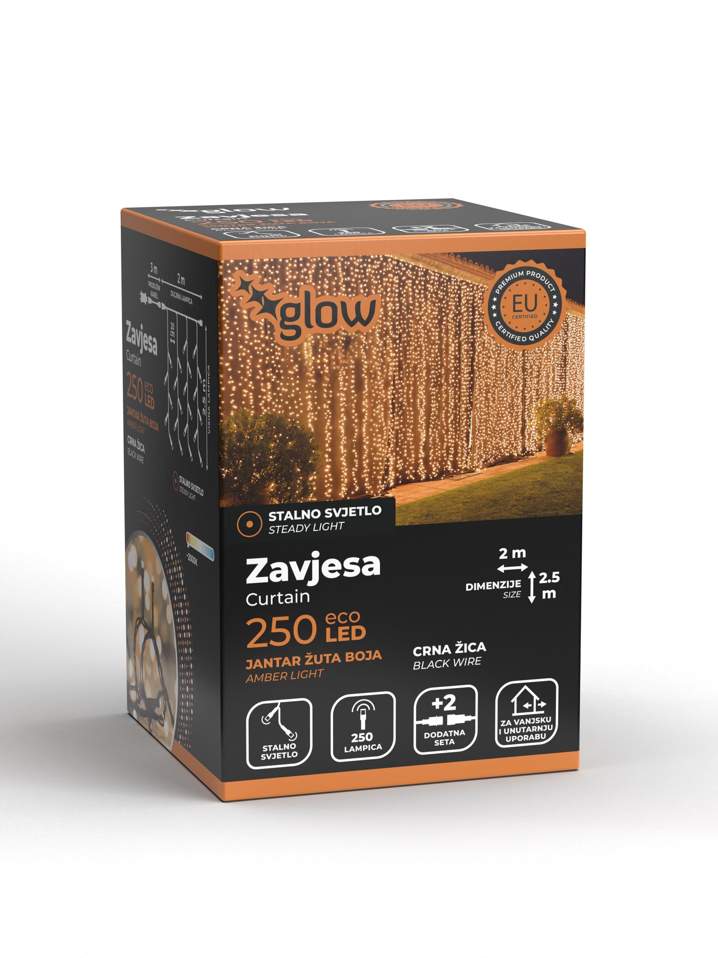 LED Božićne zavjese - Boja bakrena (na struju)