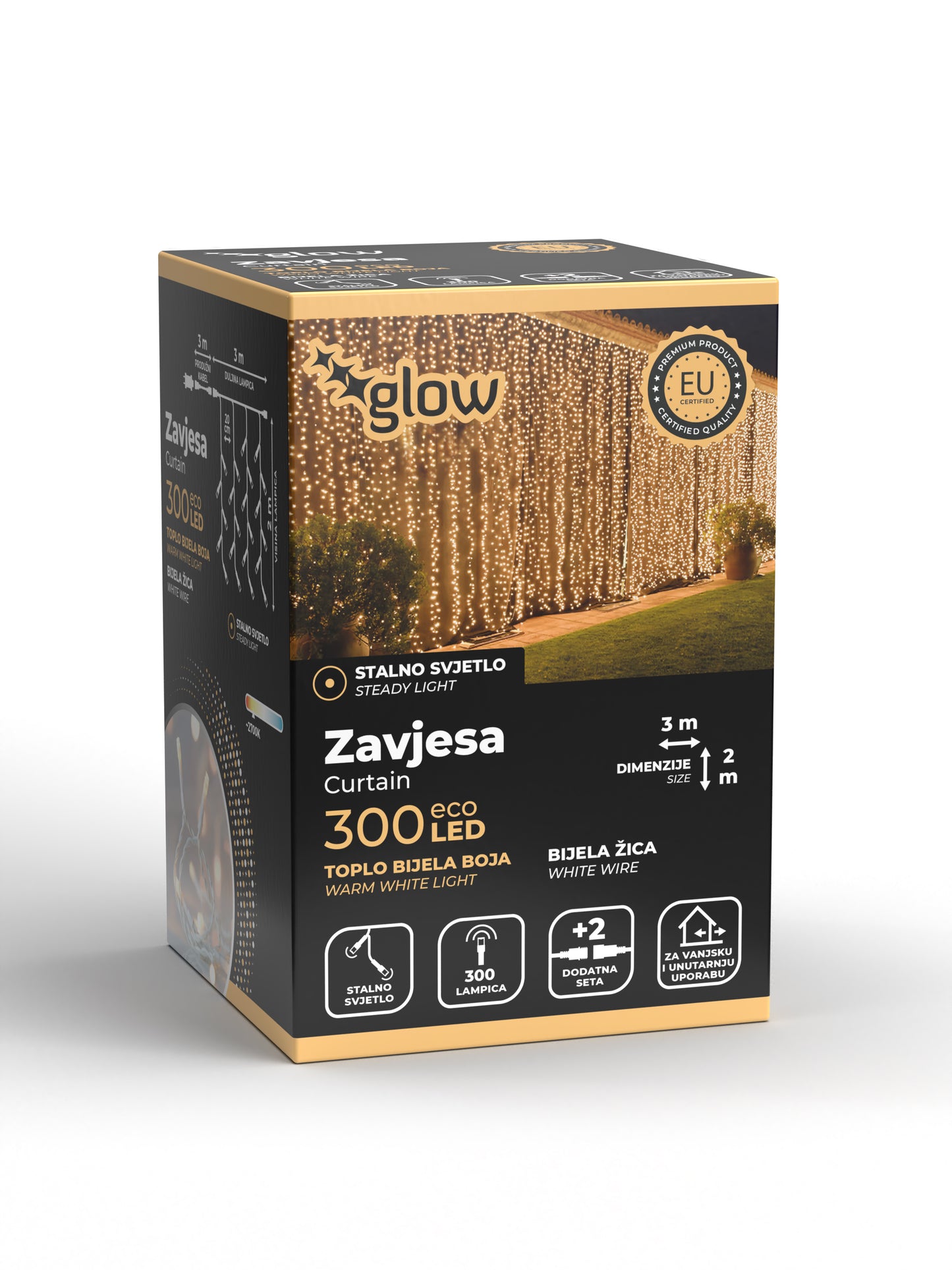 LED Božićne zavjese - Boja toplo bijela (na struju)